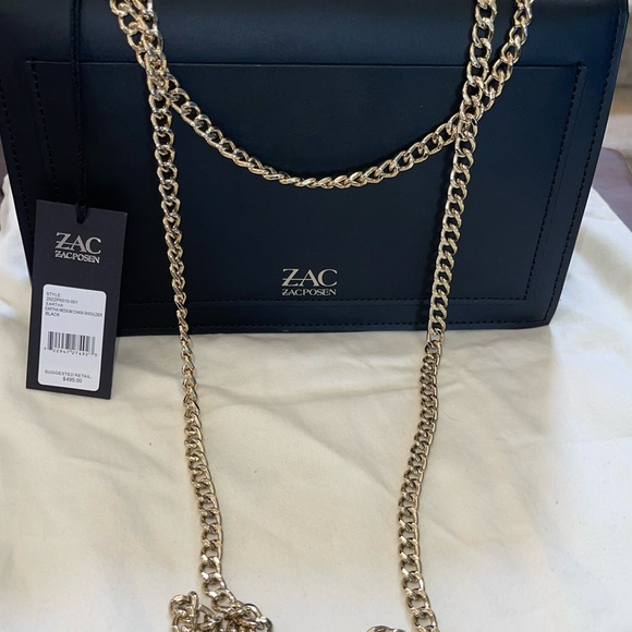 NEW WT Zac Zac Posen Eartha Medium Chain Shoulder Handbag Black Floral - Picture 12 of 13